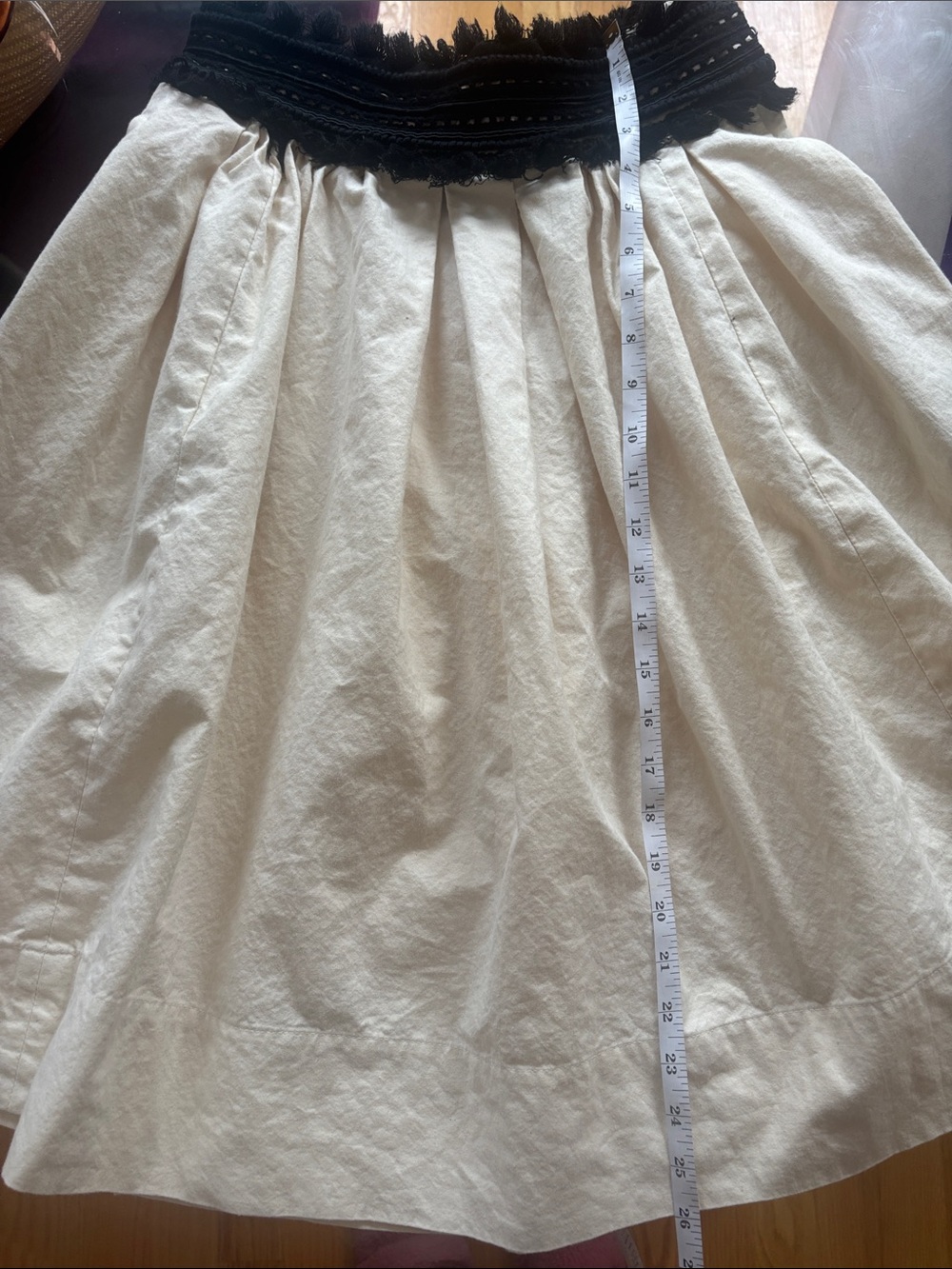 Isabel Marant Cream Full Skirt with Black Lace Waistband